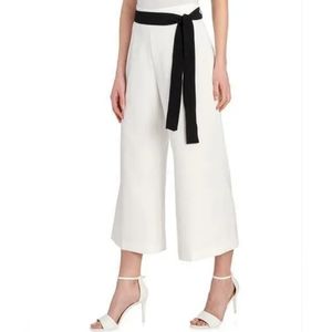 Lena Gabrielle White Black Belted Cropped Wide Leg Pants Sz 2
